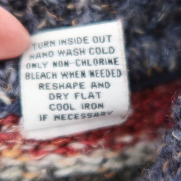 Vintage 90s Croft & Barrow navy blue multicolor striped zip cardigan sweater M - Picture 6 of 6